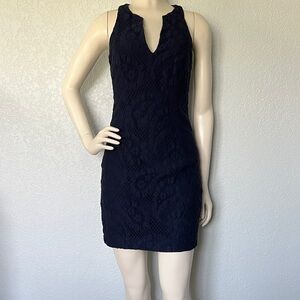 Navy Blue Lace Mini Dress Sleeveless Cocktail Wedding Lilly Pulitzer Sz 00